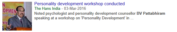 2016-03-03 - Personality development workshop conducted - The Hans India - Thumb